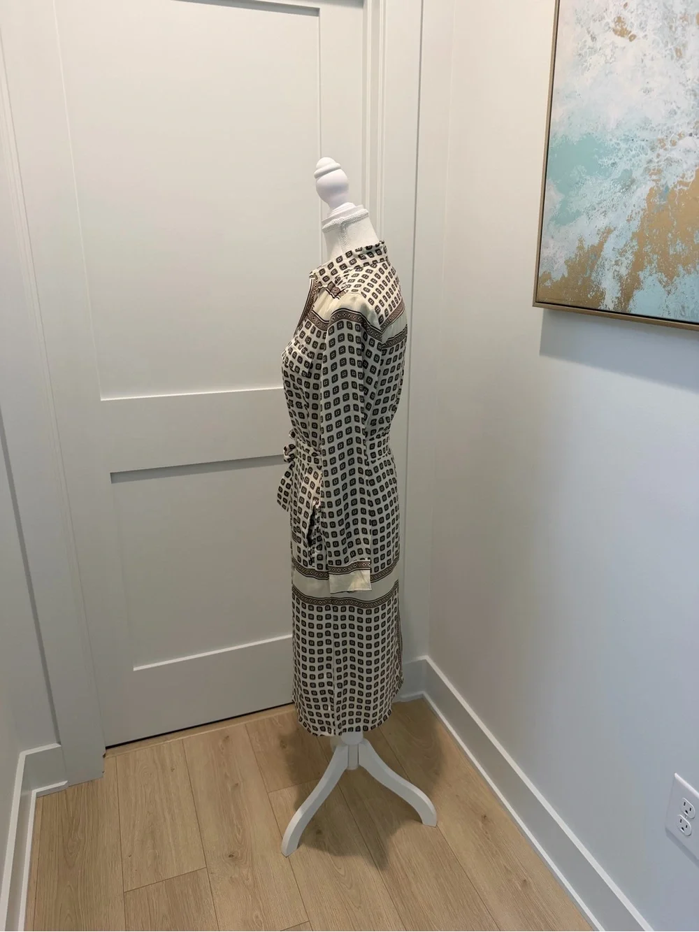 NEW J. Crew Tie-waist shirt-dress in foulard print size 0 CN920